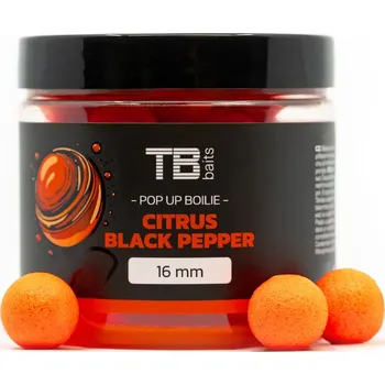 Boilies TB Baits Plovoucí Boilie Pop-Up Citrus - Black pepper + NHDC 65 g-16 mm