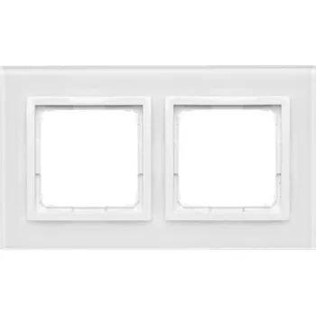 vypínač Kontakt-Simon Dvojitý skleněný rámeček Simon 54 nature Bílá perla