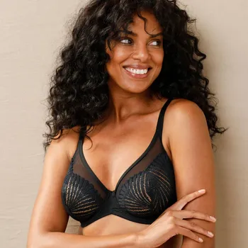 Podprsenka Polovyztužená podprsenka z krajky a tylu Muse zn. Well, s kosticemi černá 85D