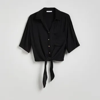 Dámské kraťasy Reserved - Zavazovací košile z viskózy - černý - VU806-99X - VU806-99X-XL