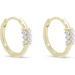 Stříbrné náušnice kruhové osázené perlami - pozlaceno 14k zlatem 3772