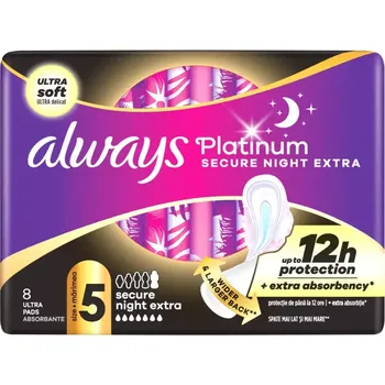 Menstruační vložka Always Hygienické vložky Platinum Secure Night Extra s křidélky vel .5 8 ks 8 ks