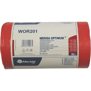 Pytle na odpadky Merida Sáčky na odpadky MERIDA OPTIMUM, 60 x 90 cm, objem 70 l, role 50 ks, ČERVENÉ, HDPE/LDPE