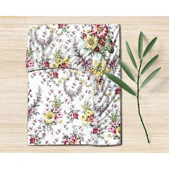 Prostěradlo Ervi bavlněné napínací prostěradlo - Kytice na bílém