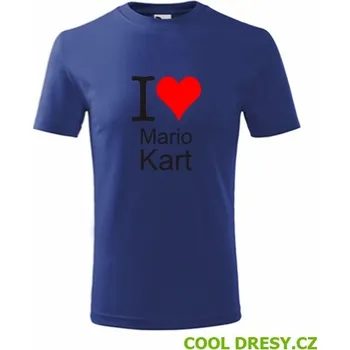 Dětské tričko I love Mario Kart - Barva: královská modrá, Velikost 10let