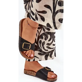 Dámské pantofle Dámské sandály na korkové platformě s přezkou Vianara Barva: Černá, Velikost: 36