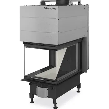 Krbová vložka Romotop HEAT U 3G L 50.52.70.24 - teplovzdušná třístranná krbová vložka s výsuvnými dvířky a děleným sklem - Šedý Igniton