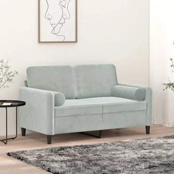 Polštář Nábytek XL Dekorační polštáře 2 ks světle šedé Ø15x50 cm samet 349509