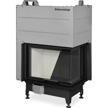 Krbová vložka Romotop HEAT L 3G L 65.51.40.24 - teplovzdušná rohová krbová vložka s výsuvnými dvířky a děleným sklem - Levé provedení, šedý Igniton