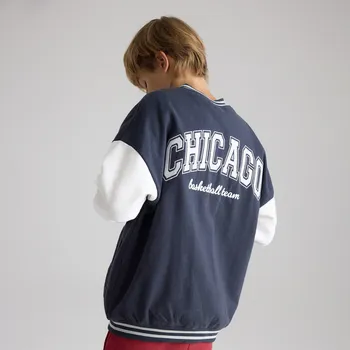 Chlapecká mikina Reserved - Oversize mikina bomberka - tmavomodrá - 943FJ-59X - 943FJ-59X-128