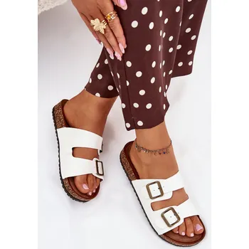 Dámské pantofle Dámské Pantofle Na Korkové Platformě S Přezkami Vesina Barva: Bílá, Velikost: 40