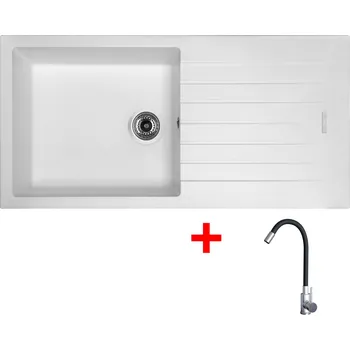 Granitový dřez Sinks PERFECTO 1000 Milk + Elasta nerez/černá