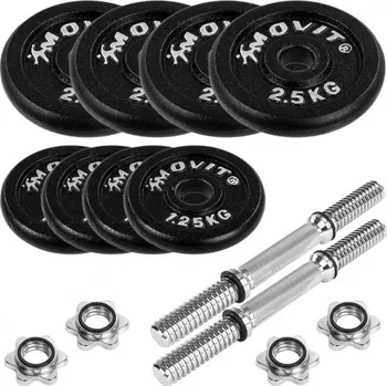 Kovové činky jednoruční s litinovými kotouči chrom / černá, 2x10 kg