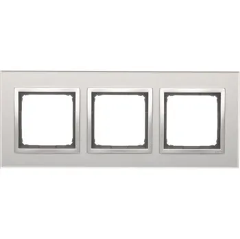 vypínač KONTAKT-SIMON Rámeček trojnásobný skleněný Simon 54 nature Stříbrná mlha DRN3/71