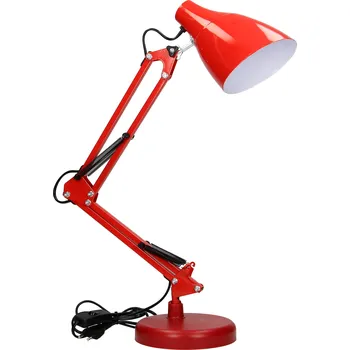 Lampička Červená ocelová stolní lampa 60W