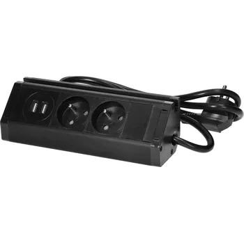 Elektrická zásuvka Černá dvojitá zásuvka s USB nabíječkou