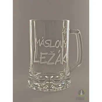 Sklenice Pískovaný půllitr s uchem - Máslový ležák