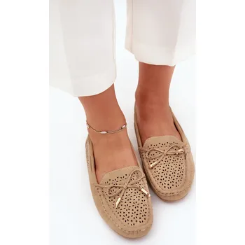 Dámské mokasíny Dámské mokasíny s květinovým vzorem a šněrováním Mirisa Barva: Béžová, Velikost: 39