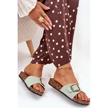 Dámské pantofle Dámské Pantofle S Přezkou Na Korkové Platformě Zavira Barva: Zelená, Velikost: 36