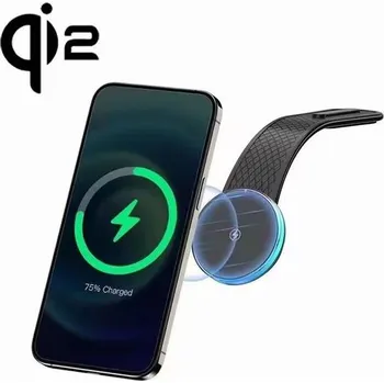 Držák do auta MagSafe Qi2 držák s bezdrátovým nabíjením na palubní desku auta, 15W, černý