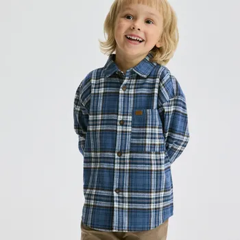 Reserved - Bavlněná kostkovaná košile - modrá - 029FO-55X - 029FO-55X-80