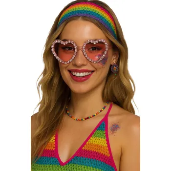 Karnevalový doplněk GuircaRůžové brýle - srdíčka s diamanty