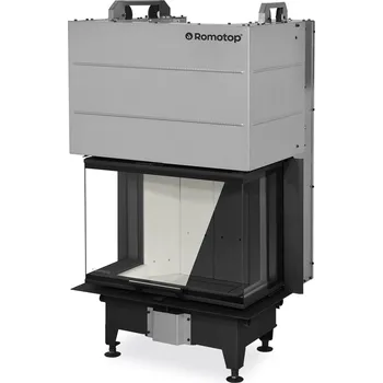 Krbová vložka Romotop HEAT C 3G L 65.52.31.24 - teplovzdušná třístranná krbová vložka s výsuvnými dvířky a děleným sklem - Šedý Igniton