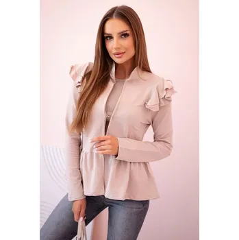 Dámské pončo Dámský přehoz s volánky a stojáčkem béžový UNI