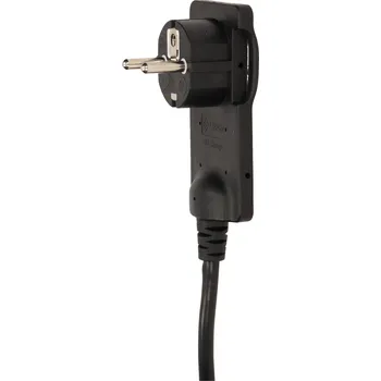 Elektrická zásuvka Černá plochá zástrčka s rukojetí a kabelem