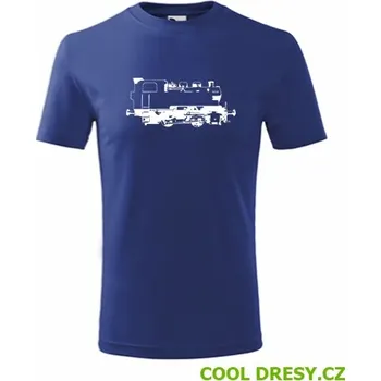 Chlapecké tričko Dětské tričko s obrázkem parní lokomotivy 213 - Barva: královská modrá, Velikost 6let