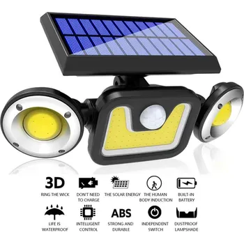 Příslušenství pro LED osvětlení ADM Solární Lampa 3v1 LED COB se snímačem pohybu, soumraku, a dálkové ovládání