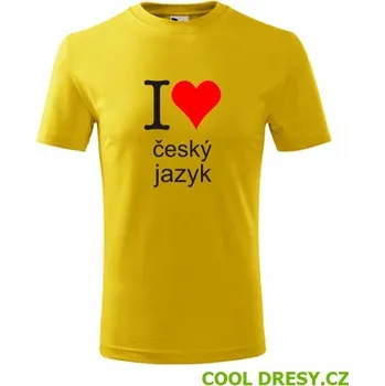 Dětské tričko I love český jazyk - Barva: žlutá, Velikost 4roky