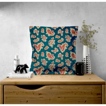 Povlak na polštářek Ervi povlak na polštář bavlněný s lemem - turecké okurky na smaragdovém