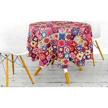 ubrus Ervi bavlněný ubrus na stůl kulatý - barevný ornament