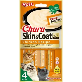 Pamlsek pro kočku Churu Cat Skin&Coat Chicken 4x14g