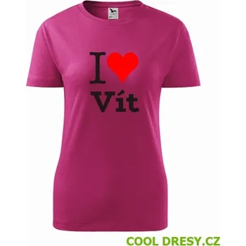Dámské tričko Dámské tričko I love Vít - Barva: purpurová, Velikost XXL