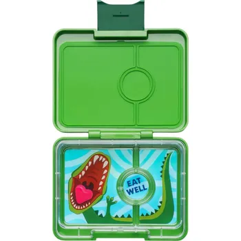 Svačinový box Yumbox Snack nepropustný svačinový box 3 sekce - Jurassic Green - Dinosaur