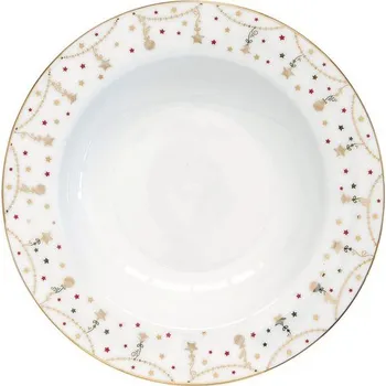 Talíř Vánoční porcelánový hluboký talíř Christmas Lights 21,5cm, Easy Life