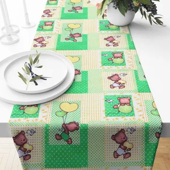 ubrus Ervi bavlněný běhoun na stůl - Medvídek a balonky