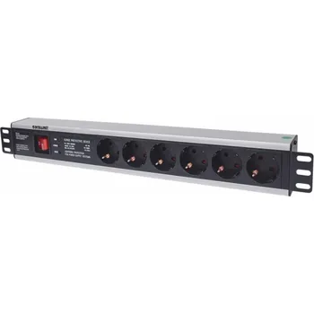 Přepěťová ochrana Intellinet 19" 1.5U Rackmount 6-Way Power Strip - German Type, rozvodný panel, 6x DE zásuvka, 3m kabel,přepěťová ochrana