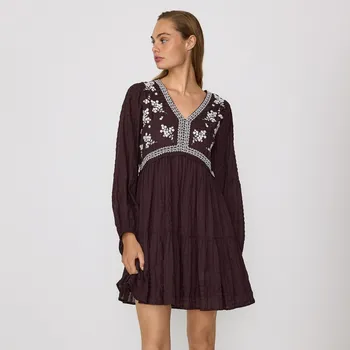 Dámské šaty Reserved - Šaty výšivkou - hnědá - 063GG-88X - 063GG-88X-XS