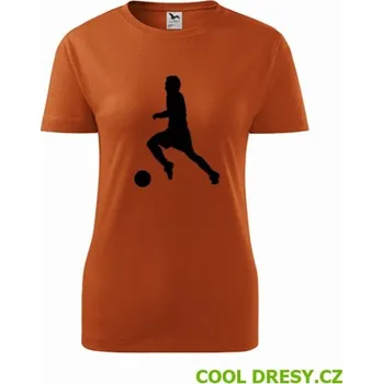 Dámské tričko s fotbalistou 3 - Barva: oranžová, Velikost M