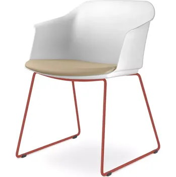 Jednací židle Konferenční křeslo Wave 030-Q-N14 (drátěná kostra signální červená RAL 3001, plastový korpus)