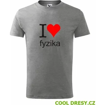 Chlapecké oblečení Dětské tričko I love fyzika - Barva: tmavě šedý melír, Velikost 6let