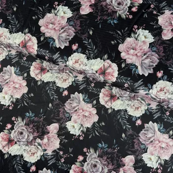 Samet digital - Růže na černém