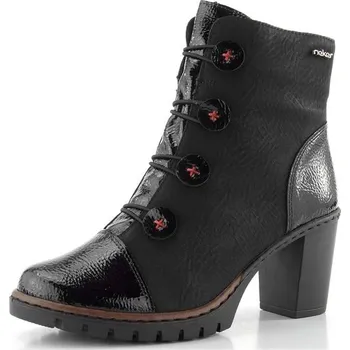 Dámské kozačky Rieker elegantní kotník na podpatku černý Y2576-00 - 36 | P696278