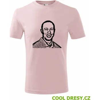 Dětské tričko Tiger Woods - Barva: růžová, Velikost 10let