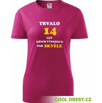 Dámské tričko Dámské tričko trvalo 14 let - Barva: purpurová, Velikost XXL