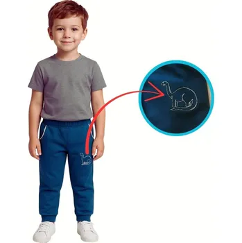 České chlapecké tepláky bavlněné DINO vel. 98-128 (petrolejové tmavé)