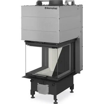 Krbová vložka Romotop HEAT U 3G L 50.52.50.24 - teplovzdušná třístranná krbová vložka s výsuvnými dvířky a děleným sklem - Šedý Igniton